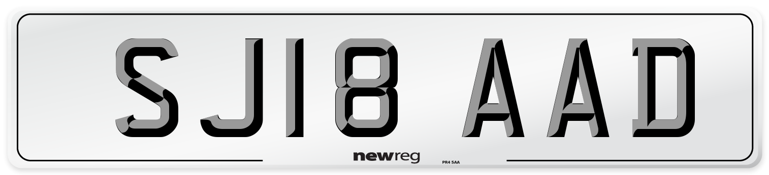 SJ18 AAD Number Plate from New Reg